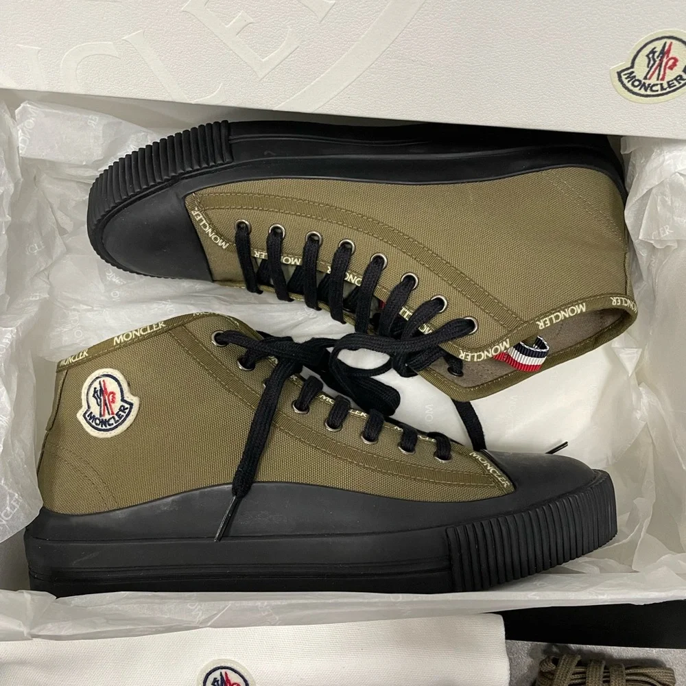 Moncler Lissex High Top Canvas Sneaker Army Green - MEN’S - Picture 1 of 15